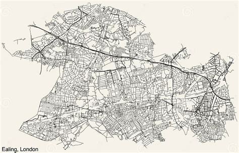 Street Roads Map of the BOROUGH of EALING, LONDON Stock Illustration ...