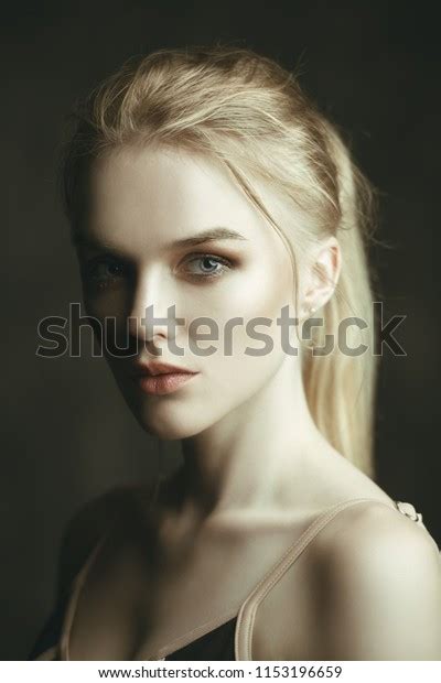 Closeup Portrait Beautiful Blonde Woman Nude Stock Photo