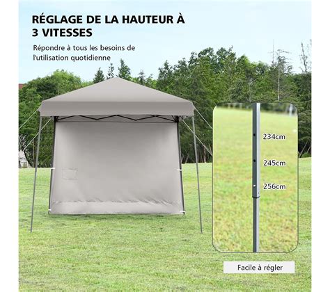 Tonnelle De Jardin 3x3m Pliable hauteur Réglable Avec Parois Latérales