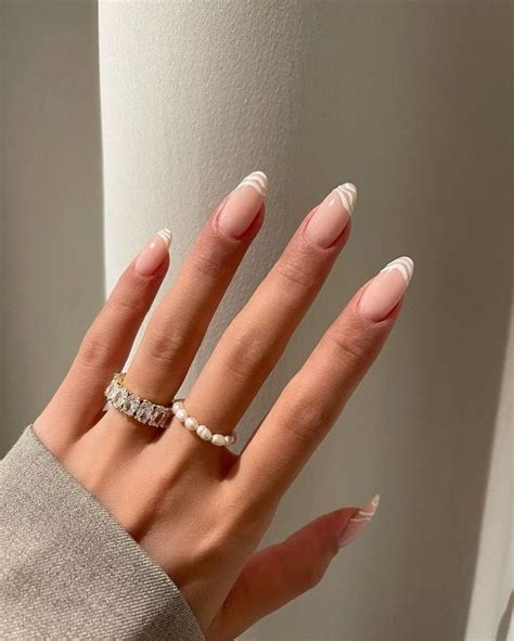 Neutral White Line Nail Design Nails Aesthetic Summer Nails Nail