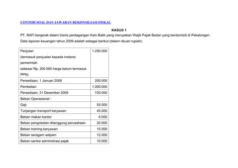 Contoh Soal Pilihan Ganda Dan Jawaban Tentang Pajak Kini Contoh Soal