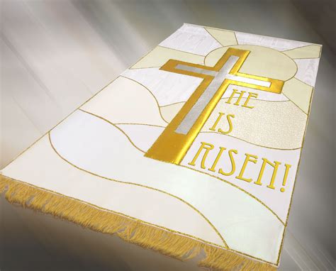 He Is Risen With Cross Sunrise Easter Banner Christian Banners For Praise And Worship