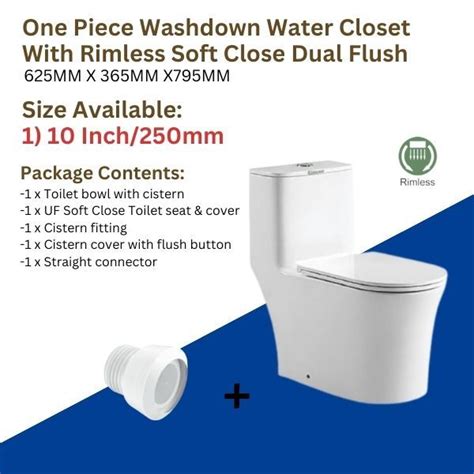 Docasa One Piece 250mm S Trap Rimless Washdown Wc Water Closet Toilet