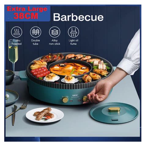 Ready Stock In Korean Cm Grill Steamboat Shabu Extra Large Non Stick Hot Pot Roast Fry