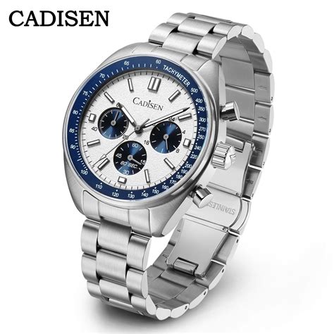 CADISEN 42MM Japan VD53 Chronograph Men Watch Stainless Steel Luminous