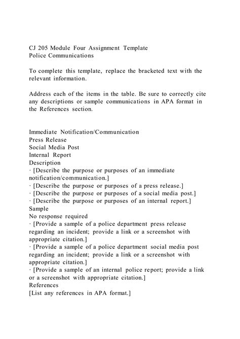 Cj Module Four Assignment Template Police Communications Pdf