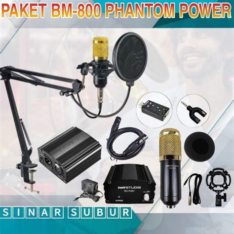 Jual Paket Komplit Mic Condenser BM800 Phantom Power Microphone