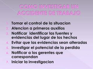 Investigacion De Un Accidente De Trabajo PPT