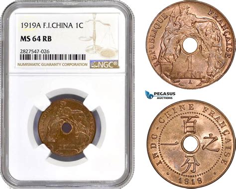 Ac French Indo China Centime A Paris Ngc Ms Rb Pegasus