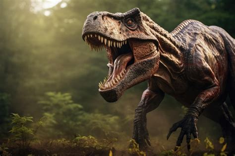 Premium Ai Image Fierce Tyrannosaurus Rex Dinosaur Roaring In