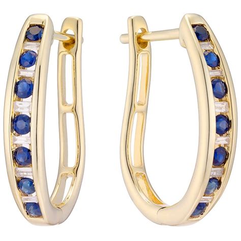 9ct Yellow Gold Sapphire And Diamond Hoop Earrings Ernest Jones