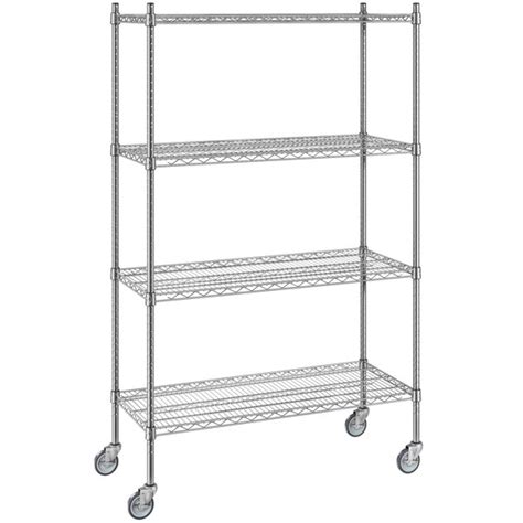 Regency 18 Wide NSF Chrome Wire 4 Shelf Kit With 64 Posts And Casters