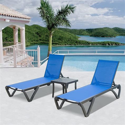 Aoolive Pieces Patio Chaise Lounge Set With Side Table Outdoor