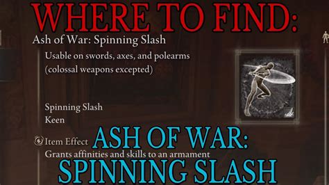 Where To Find Ash Of War Spinning Slash Elden Ring Guide Youtube