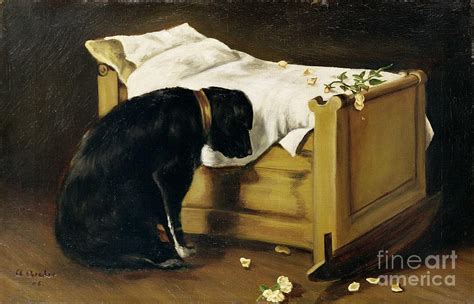 Dog Mourning Its Little Master Painting By A Archer Fine Art America