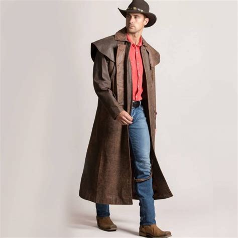 Jackson Mens Brown Leather Trench Coat