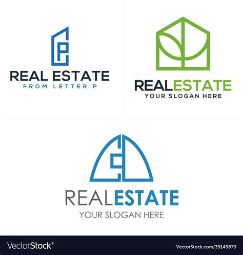 Real Estate Logo With Letter P Building Royalty Free Vector