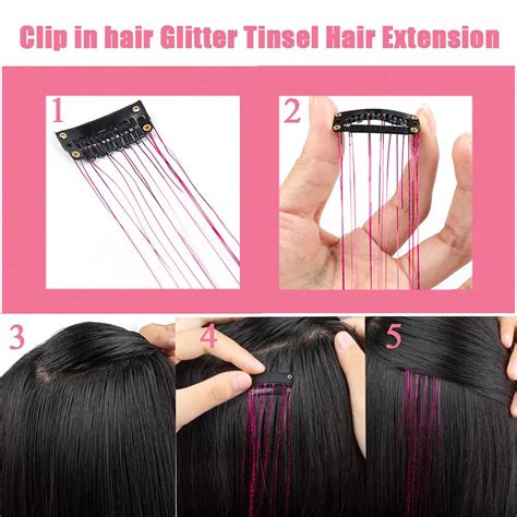 Pcs Clip In Hair Tinsel Kit Glitter Fairy Tinsel Hair Extensions