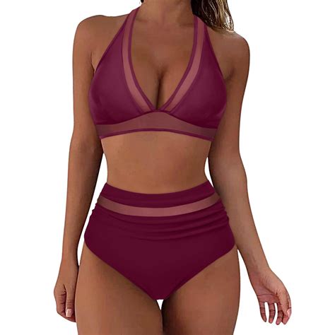 Sopiago Swimsuit For Women High Waisted Piece Bikini Set For