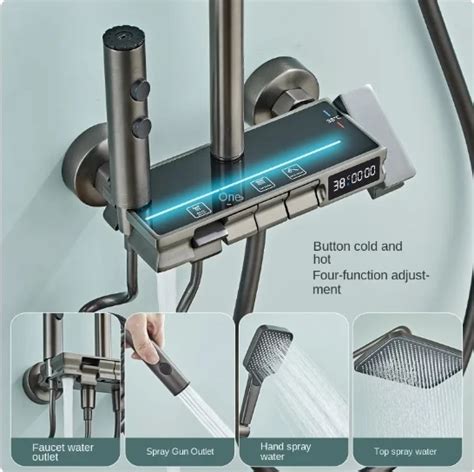 Hot Brass Wall Mounted Shower Digital Light Piano Display