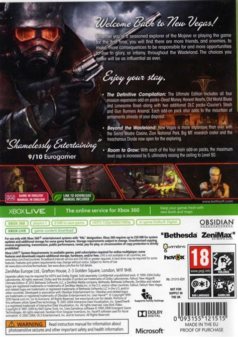 Fallout New Vegas Ultimate Edition Cover Or Packaging Material