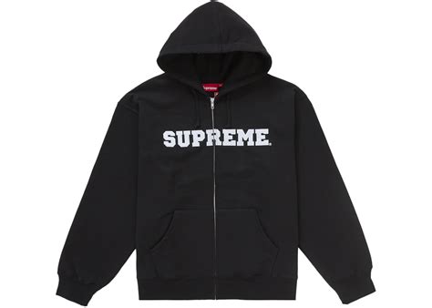 Supreme Collegiate Applique Zip Up Hooded Sweatshirt Black Men's - FW25 ...
