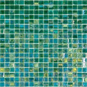 Apollo Tile Skosh Glossy Rainbow Green In X In Glass Mosaic