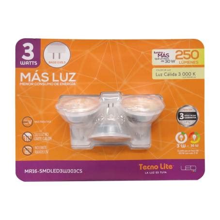 Luz LED Tecnolite MR16 3 Pzas Sam S Club