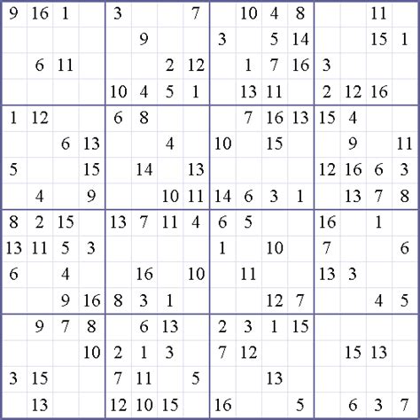 Sudoku Weekly Print This Puzzle 16x16 Medium Puzzle