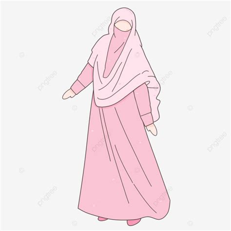 Beautiful Muslim Woman Wearing Hijab Syar I And Niqab Illustration