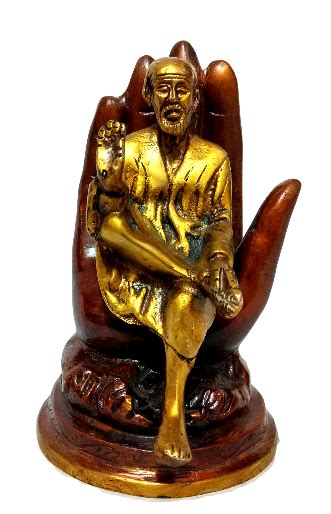 Golden Gold Plated Brass Sai Baba Statue On Hand Palm At Rs