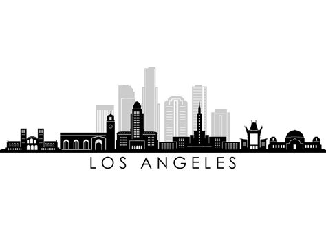 LOS ANGELES California Usa SKYLINE City Outline Silhouette Vector ...