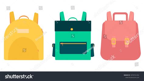 Set Backpacks Isolated On White Background Stock Vector Royalty Free 1870741492 Shutterstock