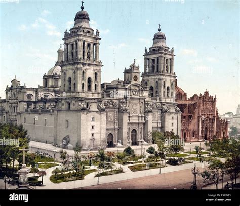 Photomechanical Print Of The Mexico City Metropolitan Cathedral The