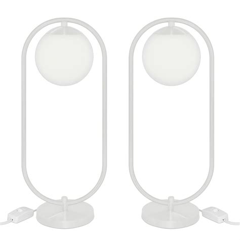 Kit 2 Abajur Luminaria De Mesa De Luxo Aro Orby Branco MadeiraMadeira