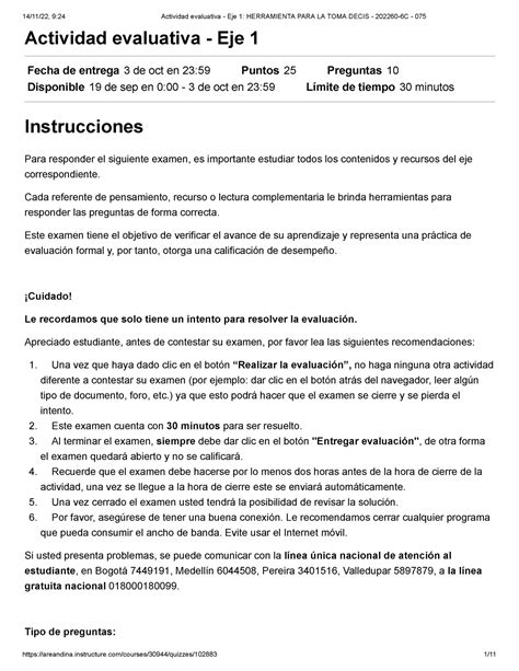 Actividad Evaluativa Eje Herramienta Para La Toma Decis C