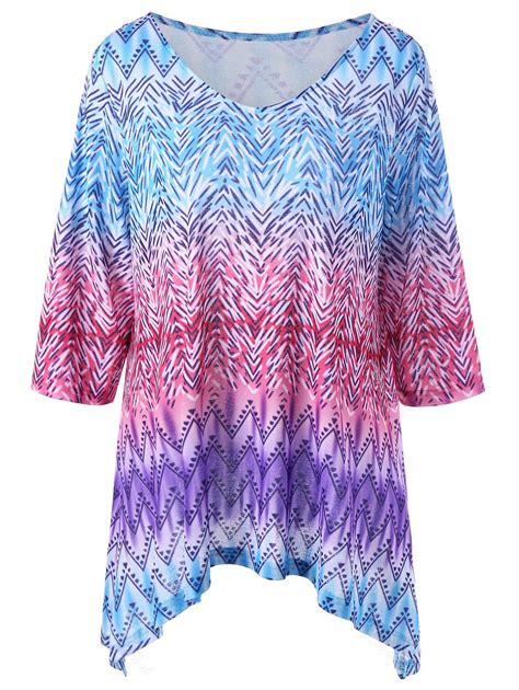 65 Off Zigzag Asymmetric Plus Size T Shirt Rosegal