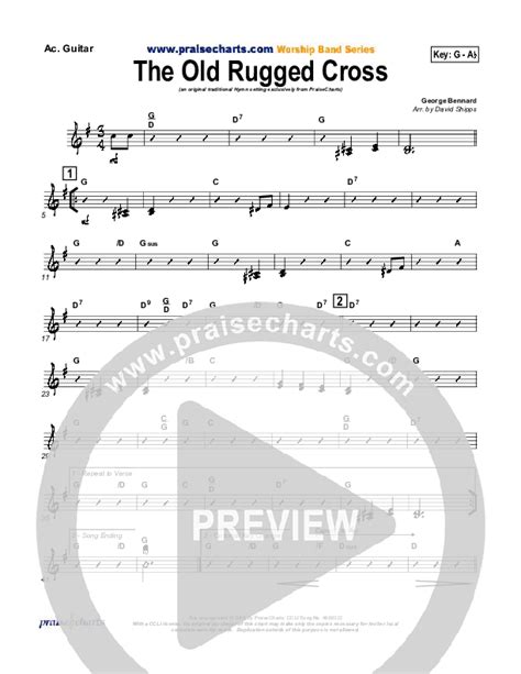 The Old Rugged Cross Acoustic Guitar Sheet Music PDF Traditional Hymn