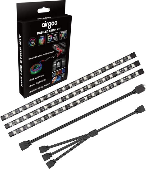 Airgoo Pc Rgb Led Strip Light 54 Leds 3pcs 12inch Magnetic