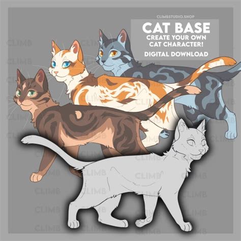 Cat Reference Sheet Base Lineart Warrior Cats Ocs - Etsy