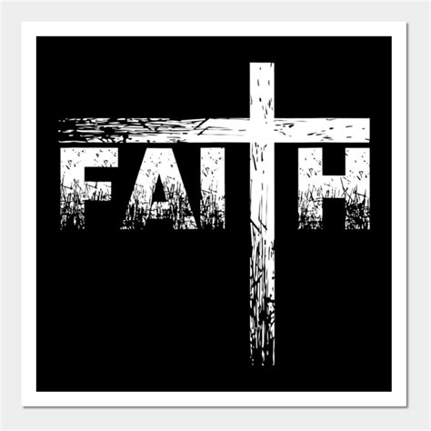 A Cross With The Word Faith Painted On It In Black And White Against A