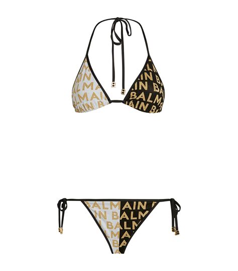 Balmain Logo Print Triangle Bikini Harrods Us