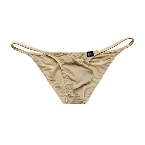 Mens Sexy Half Back Briefs Underwear Cool Silk Low Rise Bikini Underwear