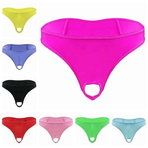 Men Sexy Underwear Open Front Hole Thong G String Pouch Panties Bikini