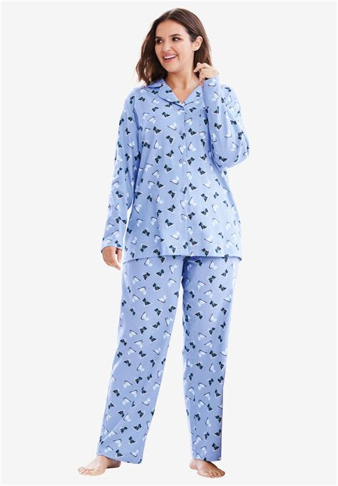 Classic Flannel Pajama Set By Dreams And Co® Plus Size Pajamas Roamans