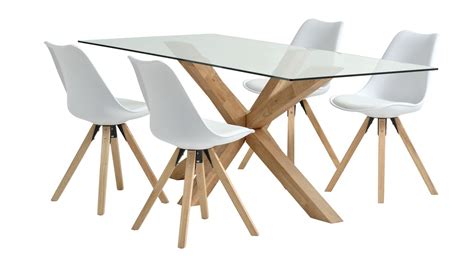 AGERBY L190 table chêne 4 BLOKHUS chaises blanc JYSK