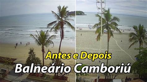 Antes e Depois da obra de alargamento na praia de Balneário Camboriú