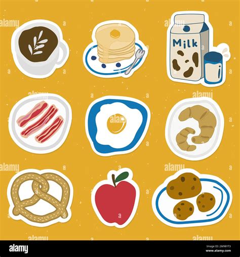 Cute Food Doodle Sticker With A White Border Set Vector Stock Vector