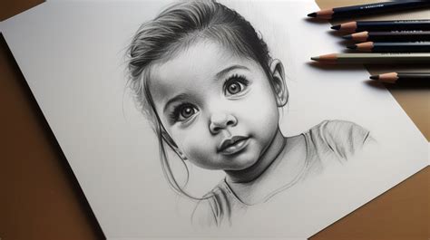 Pencil Painting The Of A Baby With Around Her Face Backgrounds | JPG ...