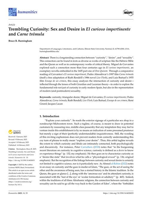 PDF Trembling Curiosity Sex and Desire in El curioso impertinente and Carne trémula
